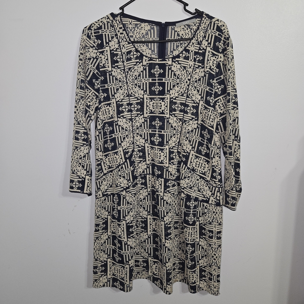 M#1 Tart Elegant Navy Blue and Cream All Embroidery Dress Sz M